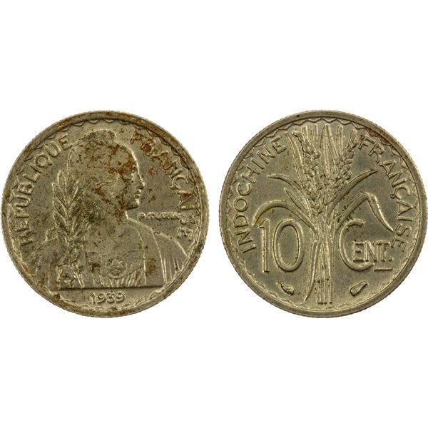 FRENCH INDOCHINA: 10 cents, 1939, Choice XF
