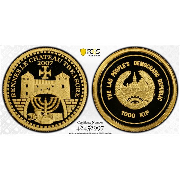 LAOS: People's Democratic Republic, AV 1000 kip, 2007, PCGS PF70 Deep Cameo