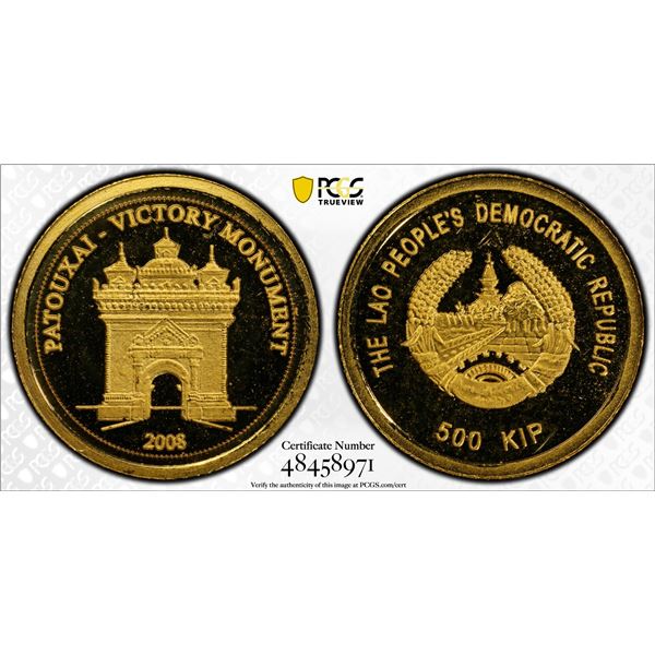 LAOS: People's Democratic Republic, AV 500 kip, 2008, PCGS PF69 Deep Cameo