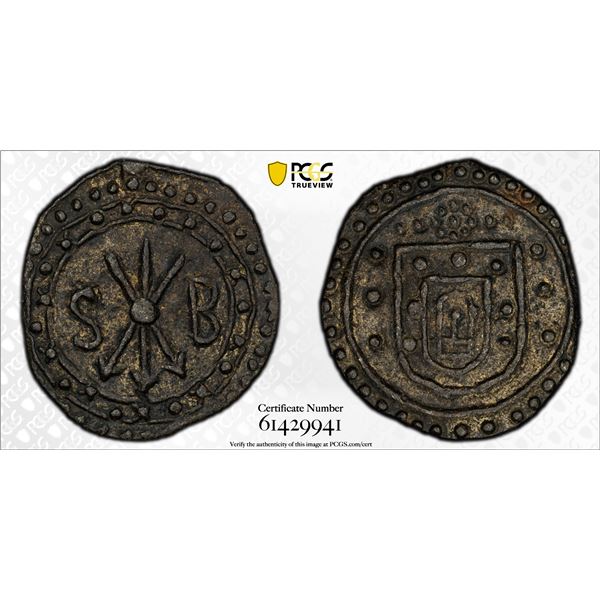 MALAYSIA: PORTUGUESE MALACCA: Sebastião, 1557-1578, tin bastardo, ND (1557-78), PCGS AU53