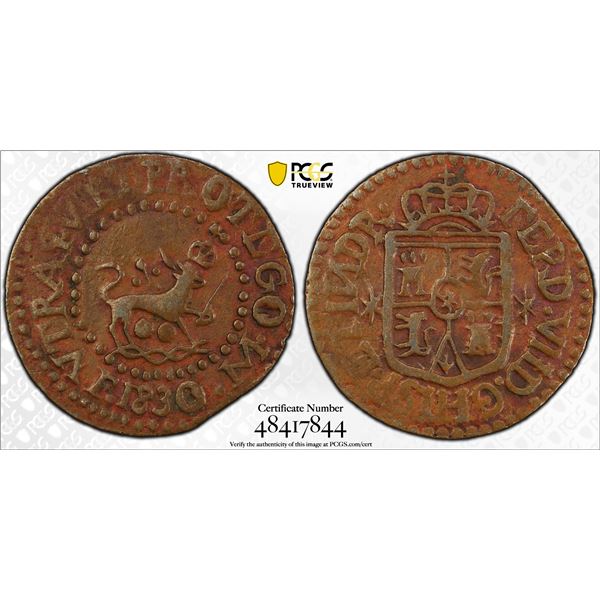 PHILIPPINES: Spanish Colony, AE quarto, 1830-M, PCGS VF35