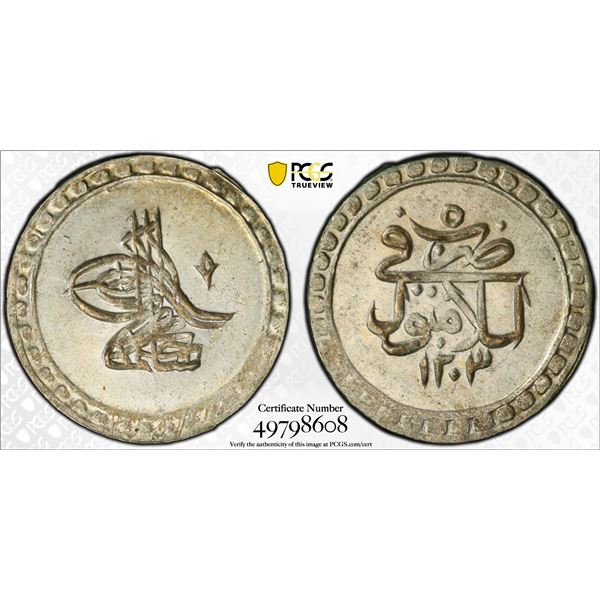 TURKEY: Selim III, 1789-1807, AR 10 para, Islambul, AH1203 year 5 (1793), PCGS MS65