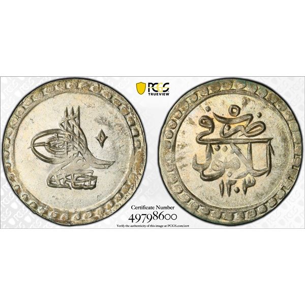 TURKEY: Selim III, 1789-1807, AR 10 para, Islambul, AH1203 year 5 (1793), PCGS MS64