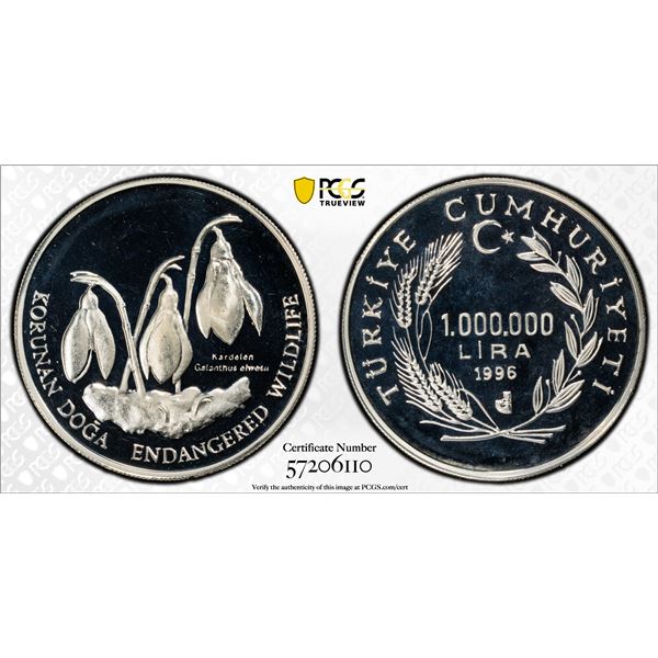 TURKEY: Republic, AR 1,000,000 lira, 1996, PCGS PF68 Deep Cameo