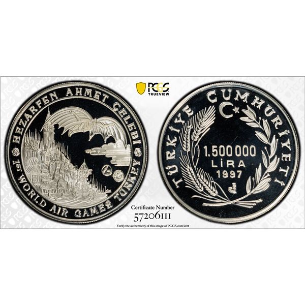 TURKEY: Republic, AR 1,500,000 lira, 1997, PCGS PF69 Deep Cameo