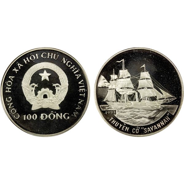VIET NAM: Socialist Republic, AR 100 dong, 1991, Choice Proof