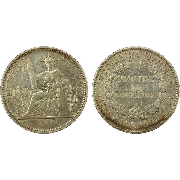 CHINA: CHOPMARKED COINS: FRENCH INDOCHINA: AR piastre, 1900-A, VF