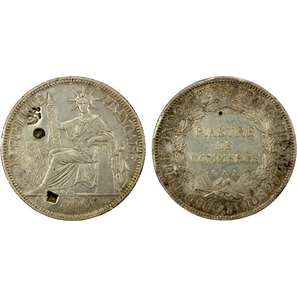 CHINA: CHOPMARKED COINS: FRENCH INDOCHINA: AR piastre, 1900-A, VF-XF