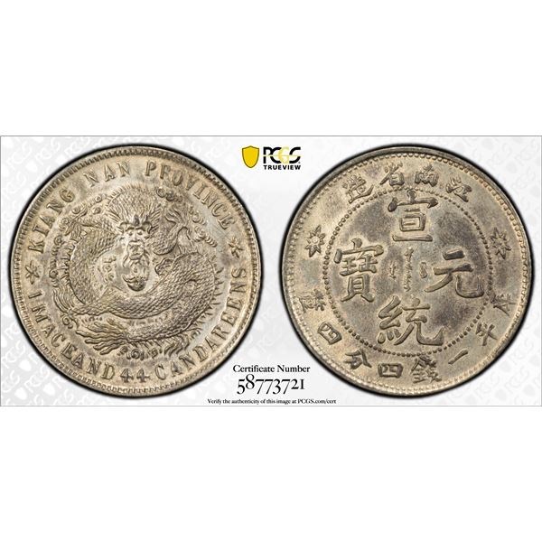 KIANGNAN: Hsuan Tung, 1909-1911, AR 20 cents, ND (1911), PCGS XF details
