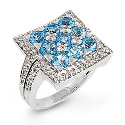 Genuine 3.58 ctw Diamond & Topaz Ladies Ring 14K White Gold