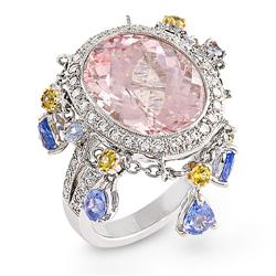 Genuine 10.43 ctw Diamond & Morganite, Ladies Ring  