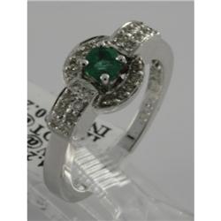 Ring 0.49 ctw Diamond & Emerald  14K  White Gold- SRP$ 2046