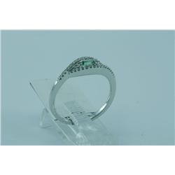 Genuine Diamond & Emerald Ring 14K White Gold - SRP$ 1561