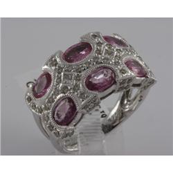 Ring 3.81 ctw Diamond & Pink Sapphire  14K  White Gold- SRP$ 6823