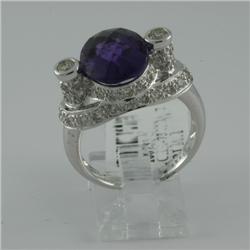 Ring 5.09 ctw Diamond & Amethyst  14K  White Gold- SRP$ 5149