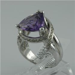 Ring 5.30 ctw Diamond & Amethyst  14K  White Gold- SRP$ 4495