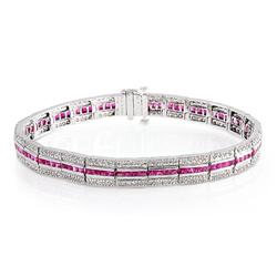 Genuine 4.64 ctw Diamond & Ruby Bracelet 18k White Gold