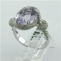 Ring 5.95 ctw Diamond & Pink Amethyst  18K White Gold- SRP$ 5441