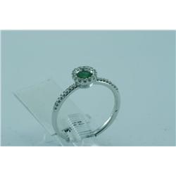 Genuine Diamond & Emerald Ring 14K White Gold  - SRP $1465