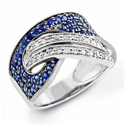 Genuine 1.67 ctw Diamond & Sapphire Ladies Ring  14k 2Tone Gold