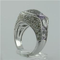 Ring 10.3 ctw Diamond & Pink Amethyst  18K White Gold- SRP$ 11920