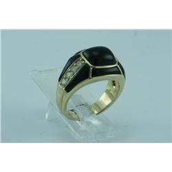 Genuine Diamond & OnyxRing 14K Yellow Gold - SRP $4590