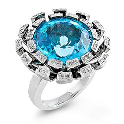 Genuine 21.41 ctw Diamond & Topaz Ladies Ring  