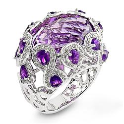 Genuine 20.41 ctw Diamond & Amethyst Ladies Ring  