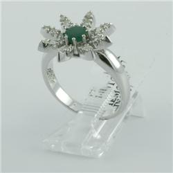 Ring 0.76 ctw Diamond & Emerald  14K White Gold- SRP$ 2988