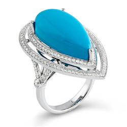 Genuine 11.69 ctw Diamond & Turquoise Ladies Ring  