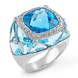 Genuine 16.49 ctw Diamond & Topaz Ladies Ring  