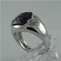 Ring 5.74 ctw Diamond & Amethyst  18K  White Gold- SRP$ 3850