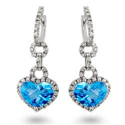 Genuine 12.72 ctw Diamond & Topaz Earrings  14K White Gold