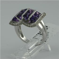 Ring 3.27 ctw Diamond & Amethyst  14K  White Gold- SRP$ 4170