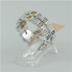Ring 0.94 ctw Diamond & Multi-color  18K White Gold- SRP$ 4591