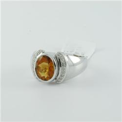 Ring 2.51 ctw Diamond & Citrine  14K White Gold- SRP$ 2303