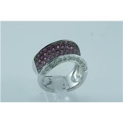 Genuine Diamond & Pink Sapphire Ring 14K Gold