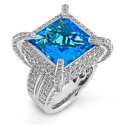 Genuine 18.32 ctw Diamond & Topaz Ladies Ring  