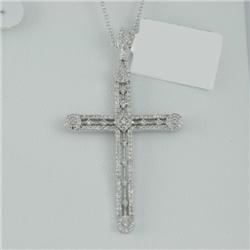 Cross Necklace 0.48 ctw Diamond  14K  White Gold- SRP$ 3044