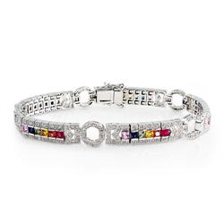 Genuine 4.97 ctw Diamond & Multi-color Sapphire Bracelet  