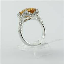 Ring 4.98 ctw Diamond & Citrine  14K White Gold- SRP$ 3853