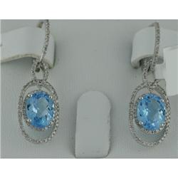Earrings 5.48 ctw Diamond & Blue Topaz  14K  White Gold- SRP$ 4514