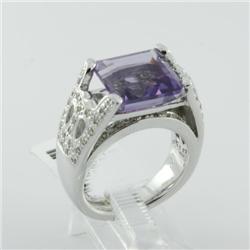 Ring 6.90 ctw Diamond & Amethyst  18K White Gold- SRP$ 7248