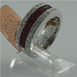 Ring 1.52 ctw Diamond & Ruby  18K  White Gold- SRP$ 5521
