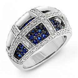 Genuine 2.18 ctw Diamond & Sapphire Ladies Ring  14K White Gold