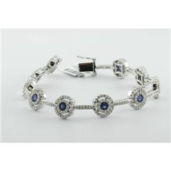 Bracelet 5.87 ctw Diamond & Blue Sapphire  14K White Gold- SRP$ 17013