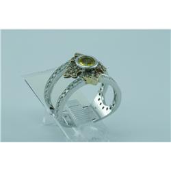 Genuine Diamond & Yellow Sapphire Ring 18K Gold