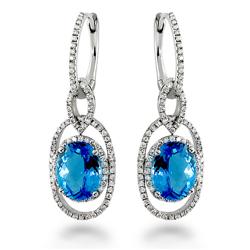 Genuine 5.48 ctw Diamond & Topaz Earrings  14K White Gold