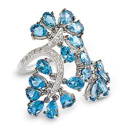 Genuine 10.17 ctw Diamond & Topaz Ladies Ring  