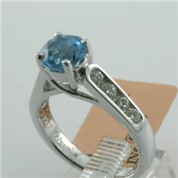 Ring 2.21 ctw Diamond & Blue Topaz  18K White Gold- SRP$ 4895